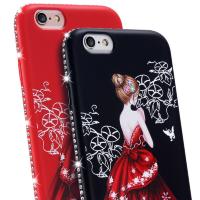 Чехол для айфон iPhone 7 Plus / 8 Plus со стразами "Девушка в вечернем платье"